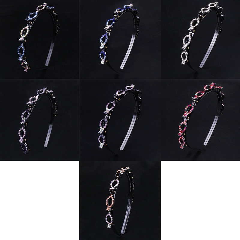 Băng Đô Cài Tóc Dạng Bện Hai Lớp Đính Đá