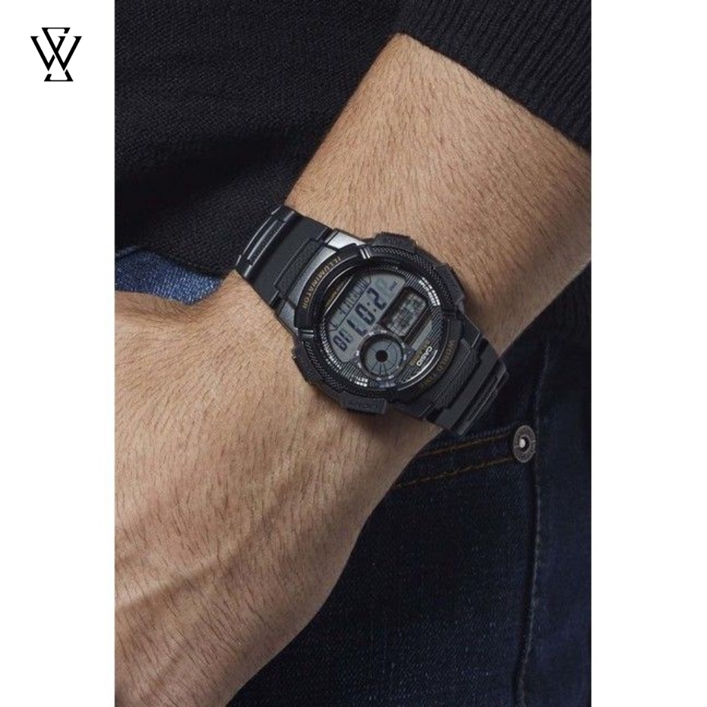 Đồng Hồ Quartz Nam Casio WATCHSTORE AE-1000W-1AVDF Thiết Kế Mặt Kính 43.8mm, Dây Cao Su Và Vỏ Nhựa Bền Bỉ