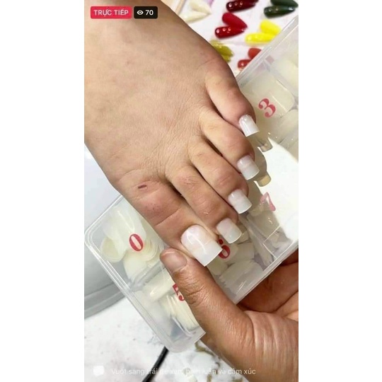 Móng úp chân HSM dài màu đục, móng úp chân dài