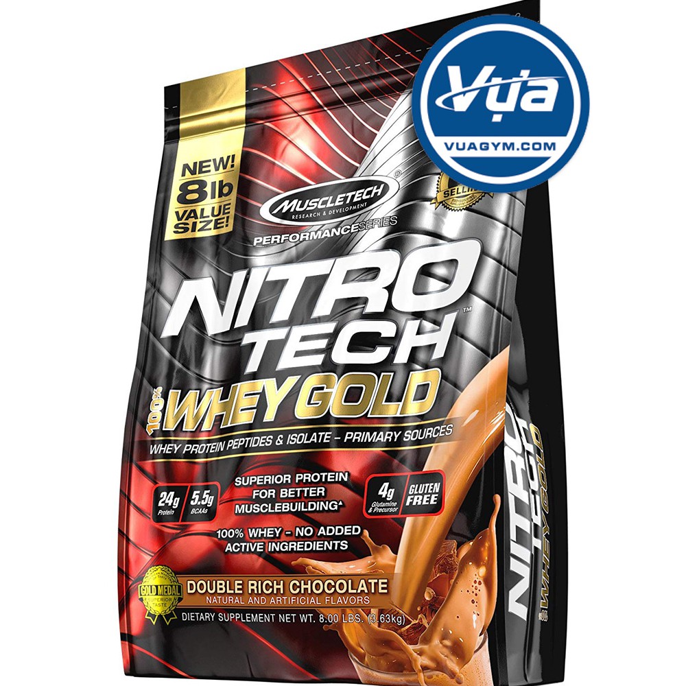 Sữa tăng cơ MuscleTech Nitro-Tech 100% Whey Gold (8 Lbs)