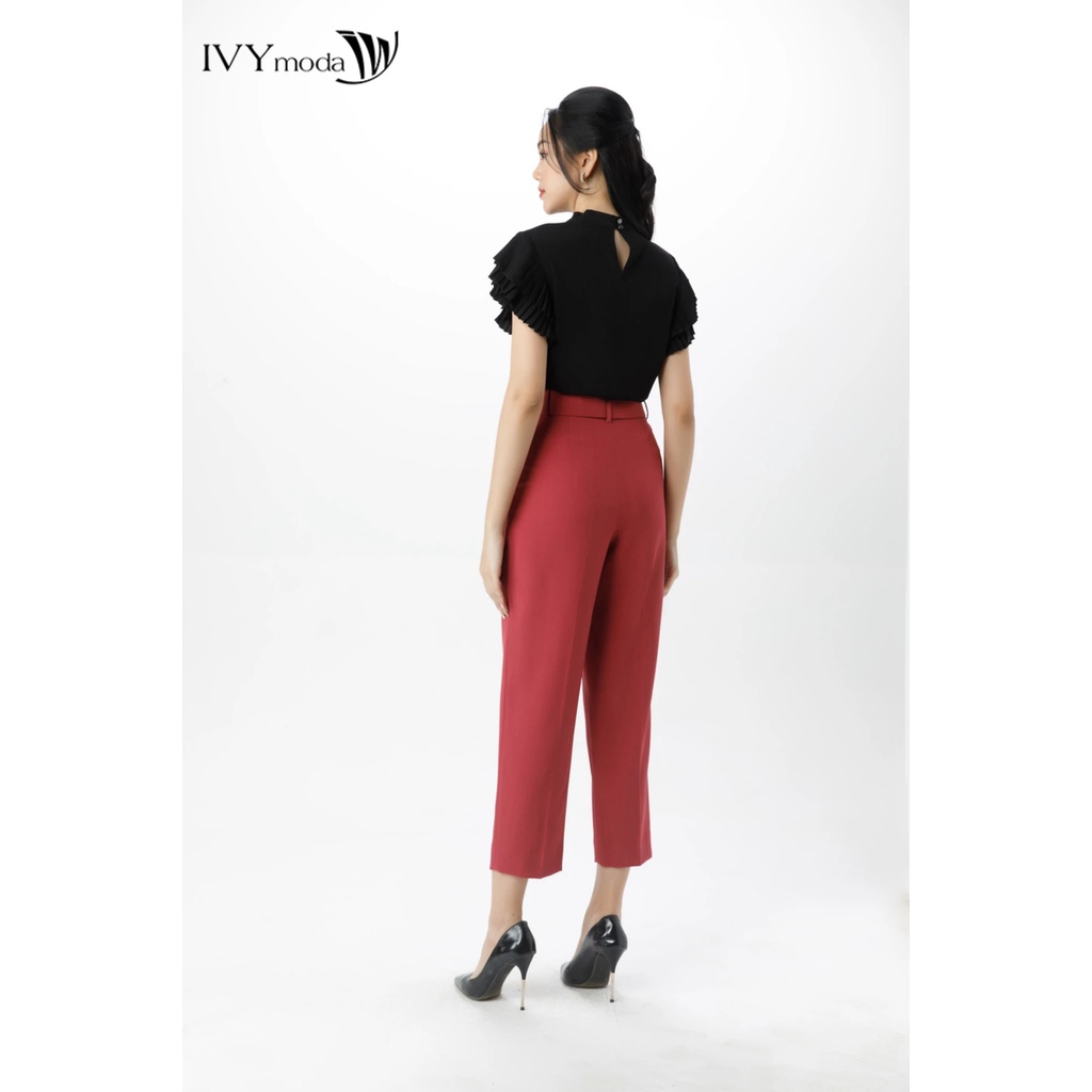 Quần Baggy nữ phối đai bản lớn IVY moda MS 22B9255