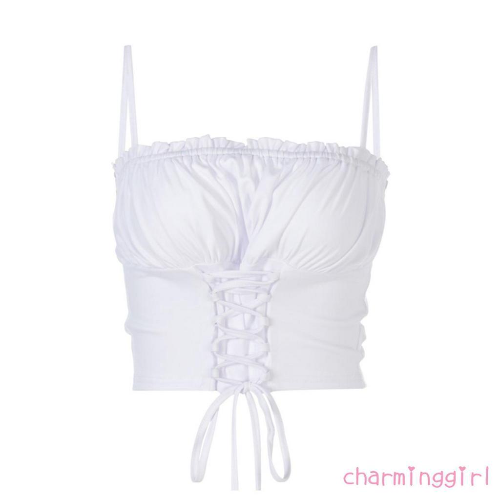 Áo Lửng Hai Dây Màu Trơn Gợi Cảm Cho Nữ