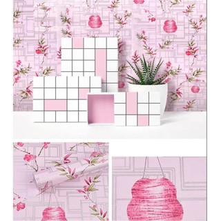 DECAL 1m Giấy dán tường khổ rộng 45cm ( có sẵn keo ) - cành đào lông đèn