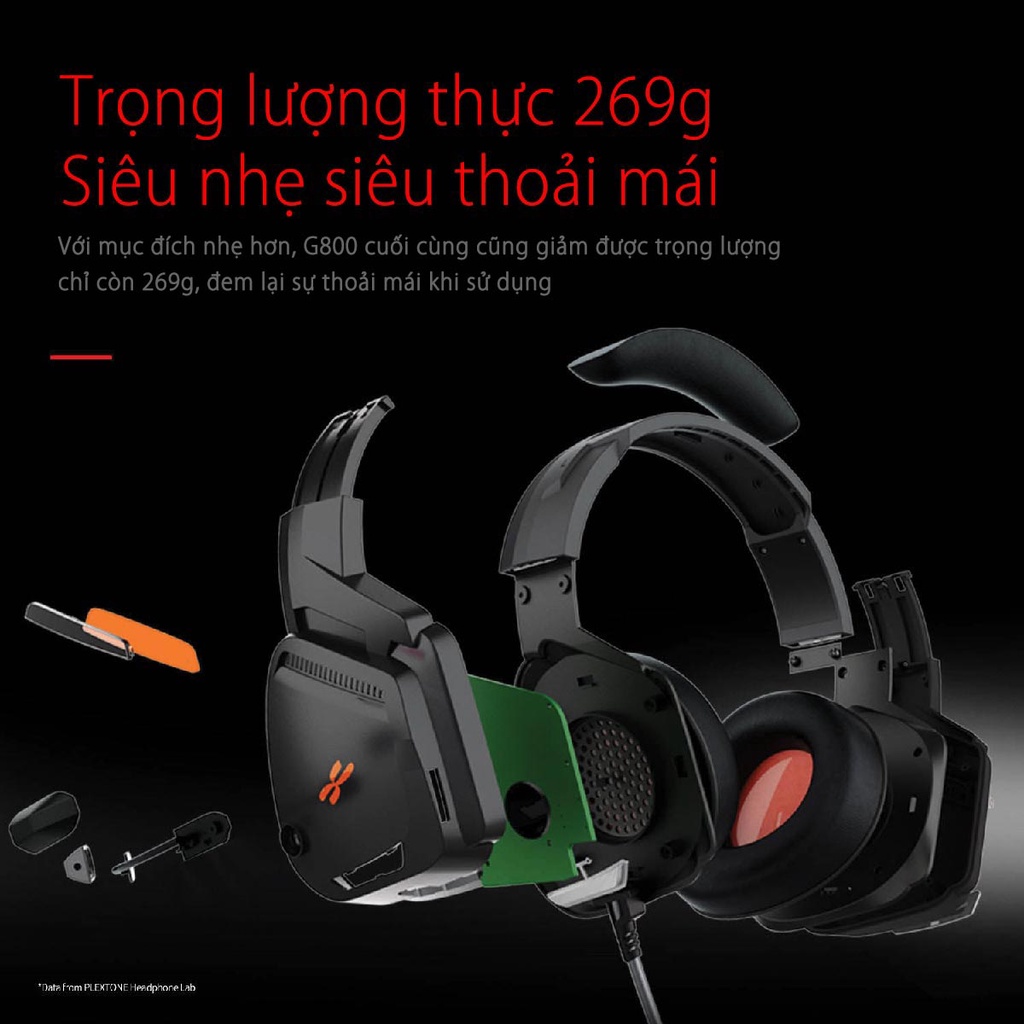 Tai nghe chụp tai có mic cho Game thủ chơi Games chuyên nghiệp Plextone G800, tai phone Gaming có dây cho laptop, mobile