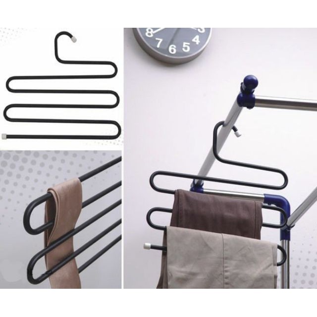 MÓC TREO QUẦN ÁO 5 TẦNG ĐA NĂNG THÔNG MINH BẰNG KIM LOẠI CHỐNG GỈ SÉT