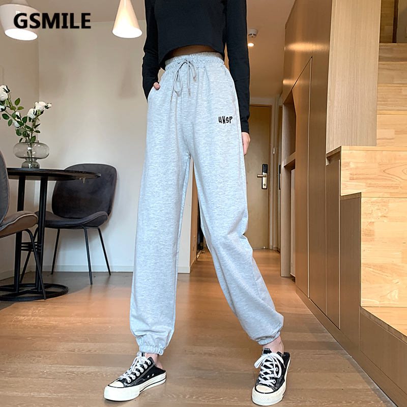 Quần Jogger Thể Thao Cotton Lưng Cao Ống Rộng Màu Sắc Đơn Giản Size S-4xl Cho Nữ | BigBuy360 - bigbuy360.vn