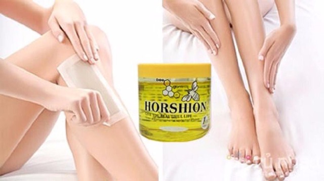 sáp wax tẩy sạch lông lạnh Horshion mật ong 500g hủ vàng   bỏ lông cứng trên da, giúp da trắng sáng và mềm mại