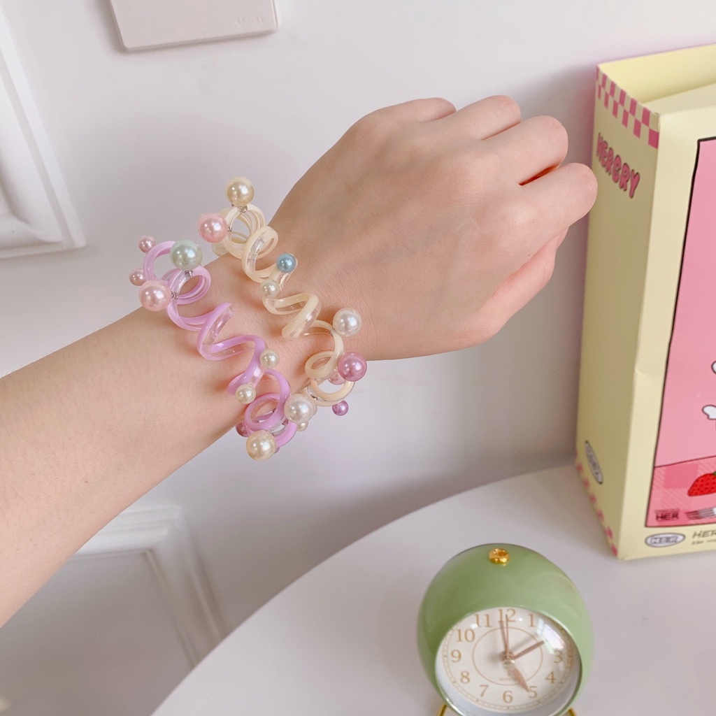 Dây buộc tóc cao su đính ngọc trai giả thời trang dành cho nữ