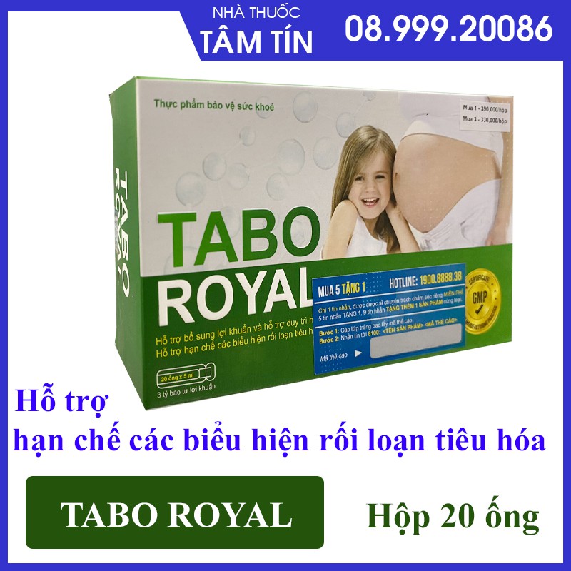 [CHÍNH HÃNG MUA 5 TẶNG 1 ] Tabo royal - bài tử lợi khuẩn xử lý nhanh táo bón hộp 20 ống