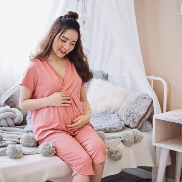 Bộ thun chéo bầu, cho con bú