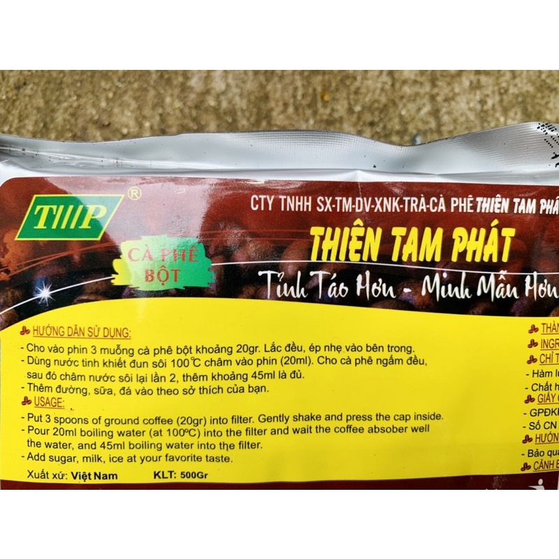 Cà phê xay Thiên Tam Phát gói bạc 500g