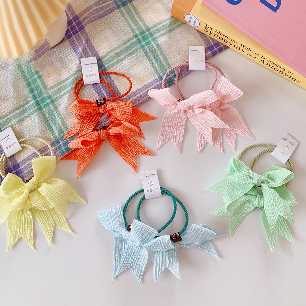 Set 2 Dây Cột Tóc Hình Nơ Dễ Thương Cho Bé Gái