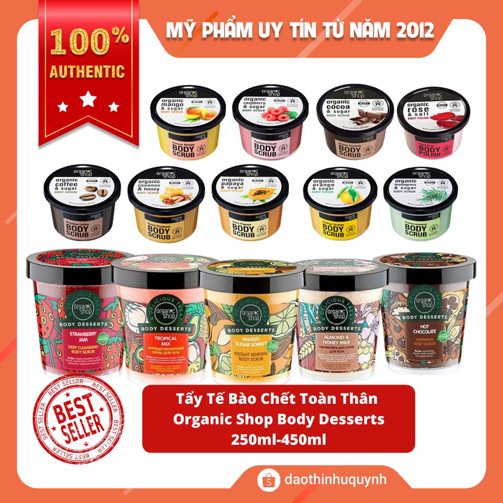 [Xả lỗ date xa] Tẩy Da Chết Organic Shop Body Toàn Thân Tẩy Tế Bào Chết Scrub 250ml - 450ml