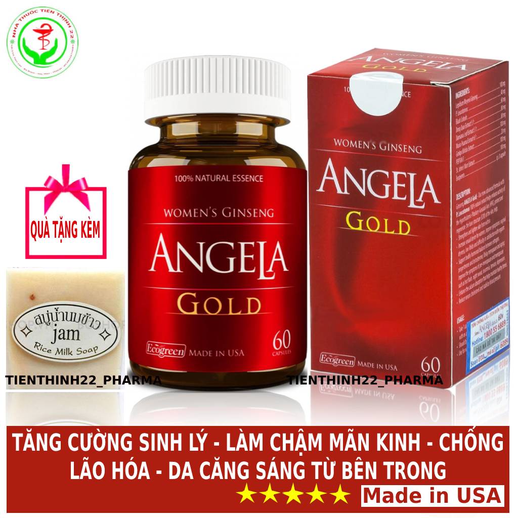 Angela Gold Thực phẩm chăm sóc sắc đẹp tăng cường sinh lý nữ cải thiện làng da tươi trẻ-Tặng kèm xà phòng Thái