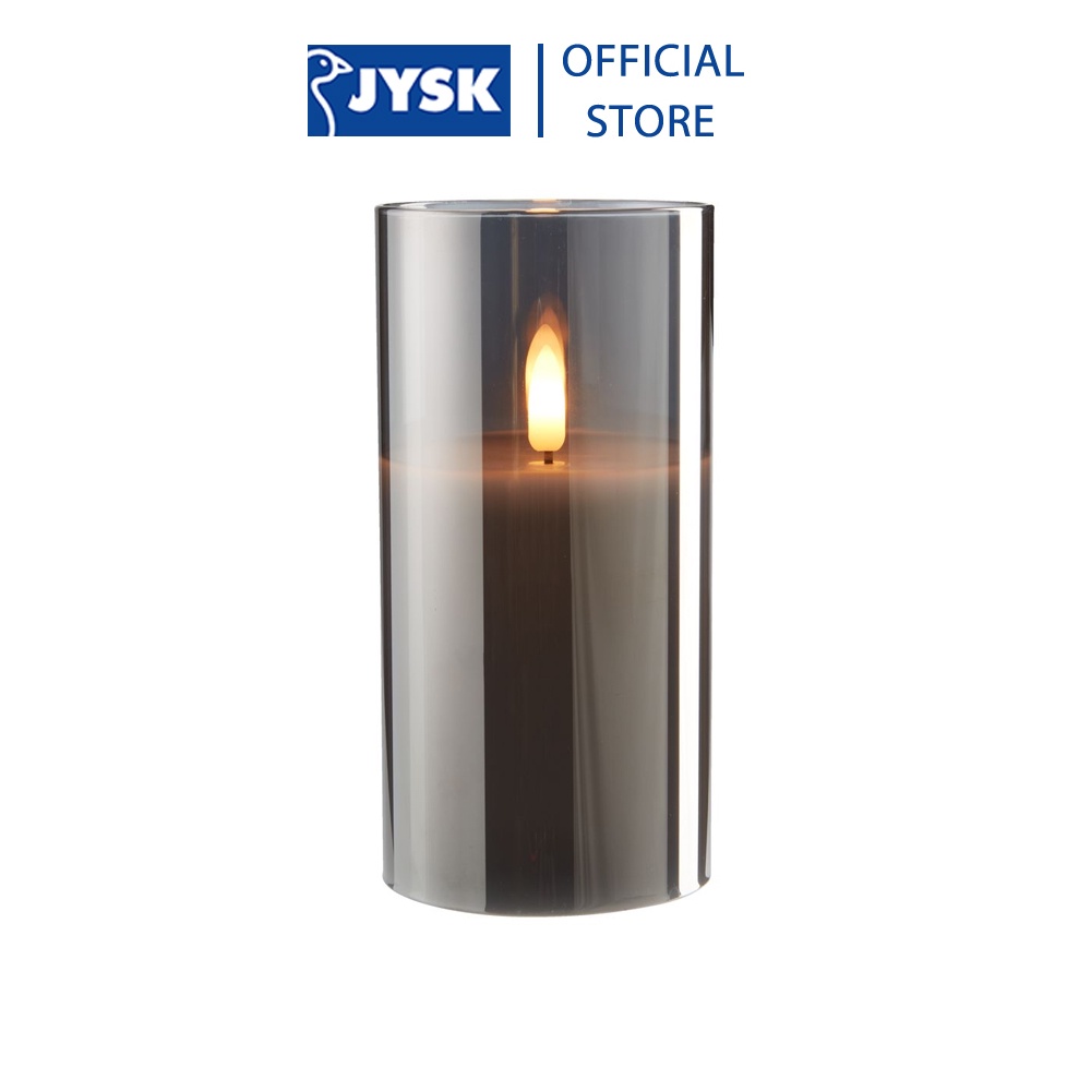 Nến điện | JYSK Klaus | paraffin/thủy tinh | xám | DK8xH10/15cm