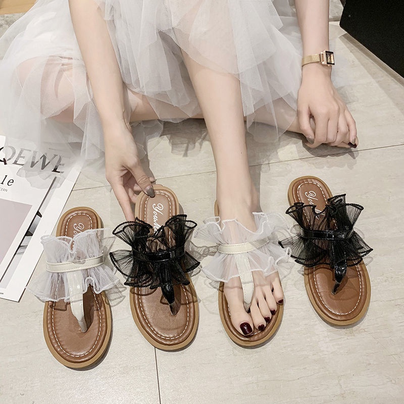 Dép Xỏ Ngón Nữ Phối Ren Thời Trang