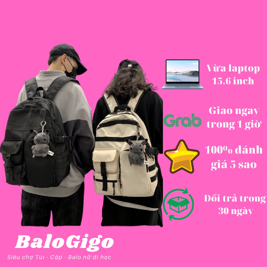 Balo đi học nhiều ngăn unisex cho học sinh sinh viên chứa laptop 15.6 inch không kèm móc khóa G232 - BaloGigo