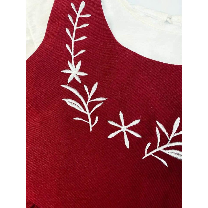 Set yếm đỏ áo trắng bé gái