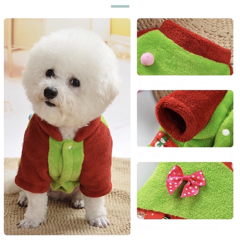 BST NOEL ÁO NỈ LÔNG MỎNG CHO THÚ CƯNG MẪU CÂY THÔNG NOEL
