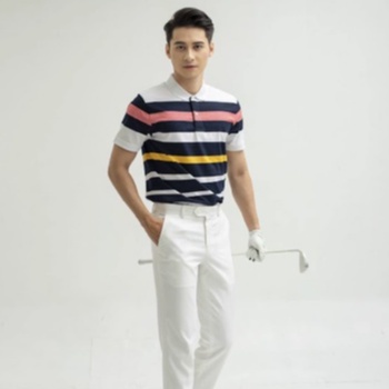 Áo thun polo nam Aristino APSG05S1 phông ngắn tay có cổ bẻ dáng Golf fit phối màu kẻ ngang vải cotton cao cấp mềm mát