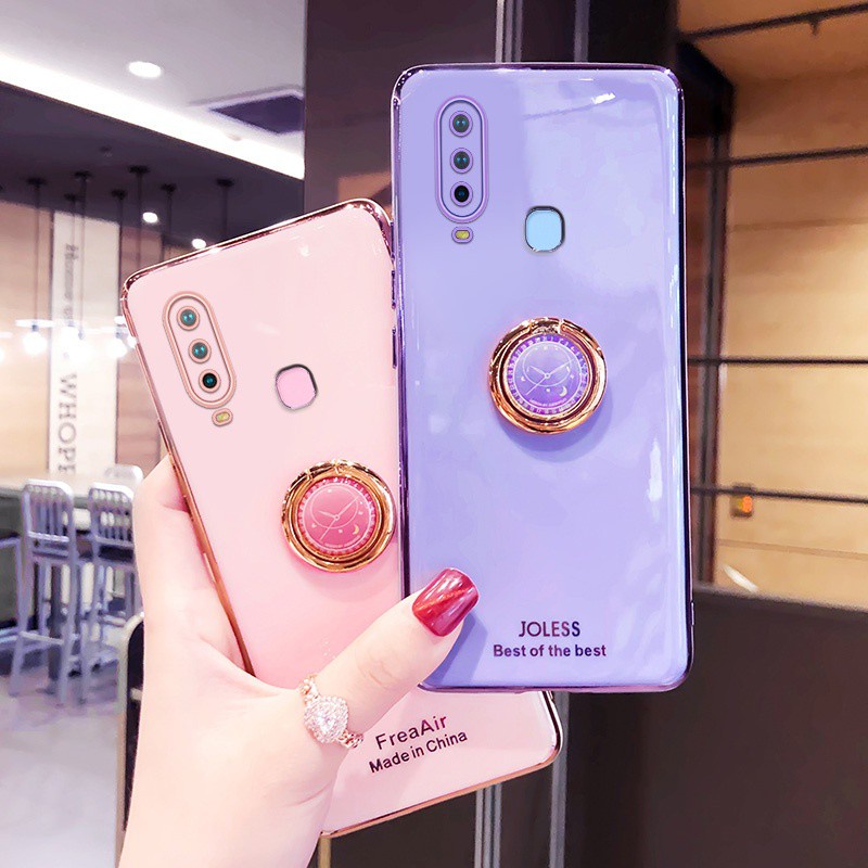 Ốp lưng VIVO Y11 Y12 Y15 Y17 U10 case Vỏ điện thoại silicon mạ điện với giá đỡ nhẫn