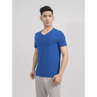 Áo phông không cổ Aristino Ats018s9 màu xanh biển và trắng giảm giá - Free Ship - ÁO NAM COTON CAO CẤP FORM VỪA DỄ MẶC