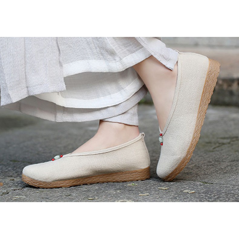 Giày vải nữ nút_cổ trang