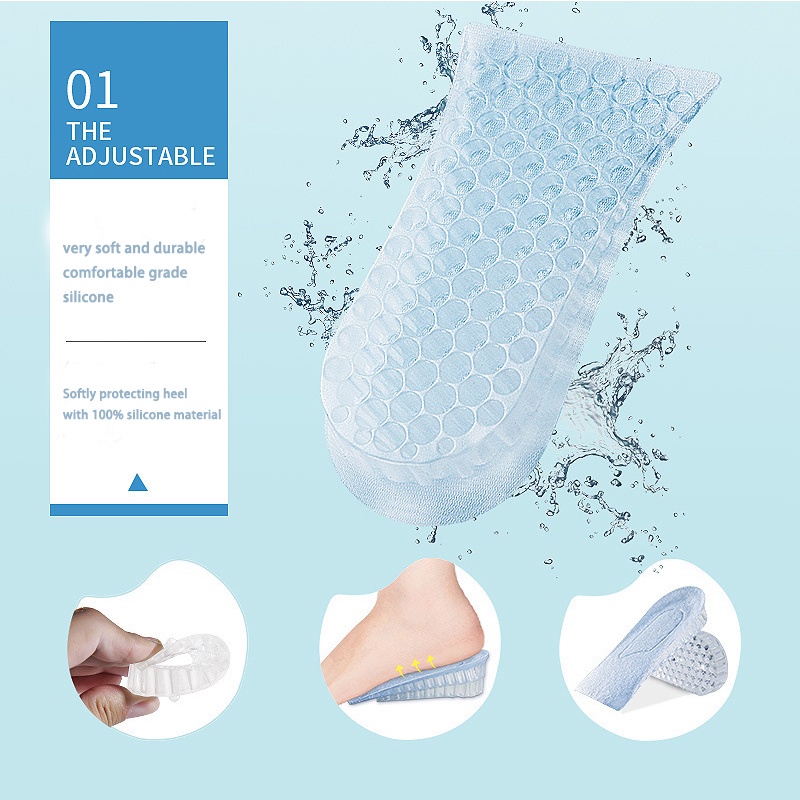 [Mới] Đệm Lót Giày Tăng Chiều Cao 3 Lớp Bằng Silicon Nhẹ Nhàng Thoáng Khí Thoải Mái