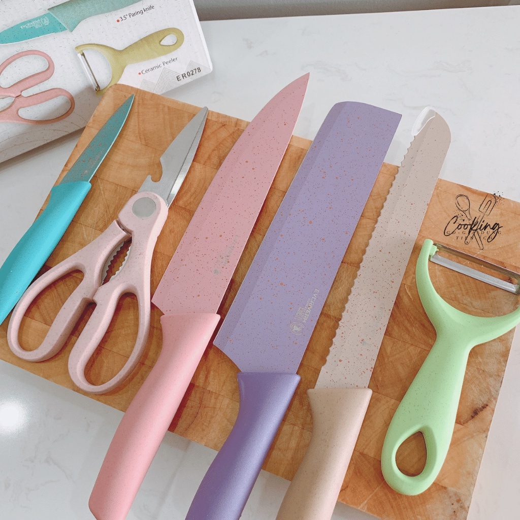 Bộ Dao Kéo Lúa Mạch Everrich Kitchen 6 Món Tiện Dụng