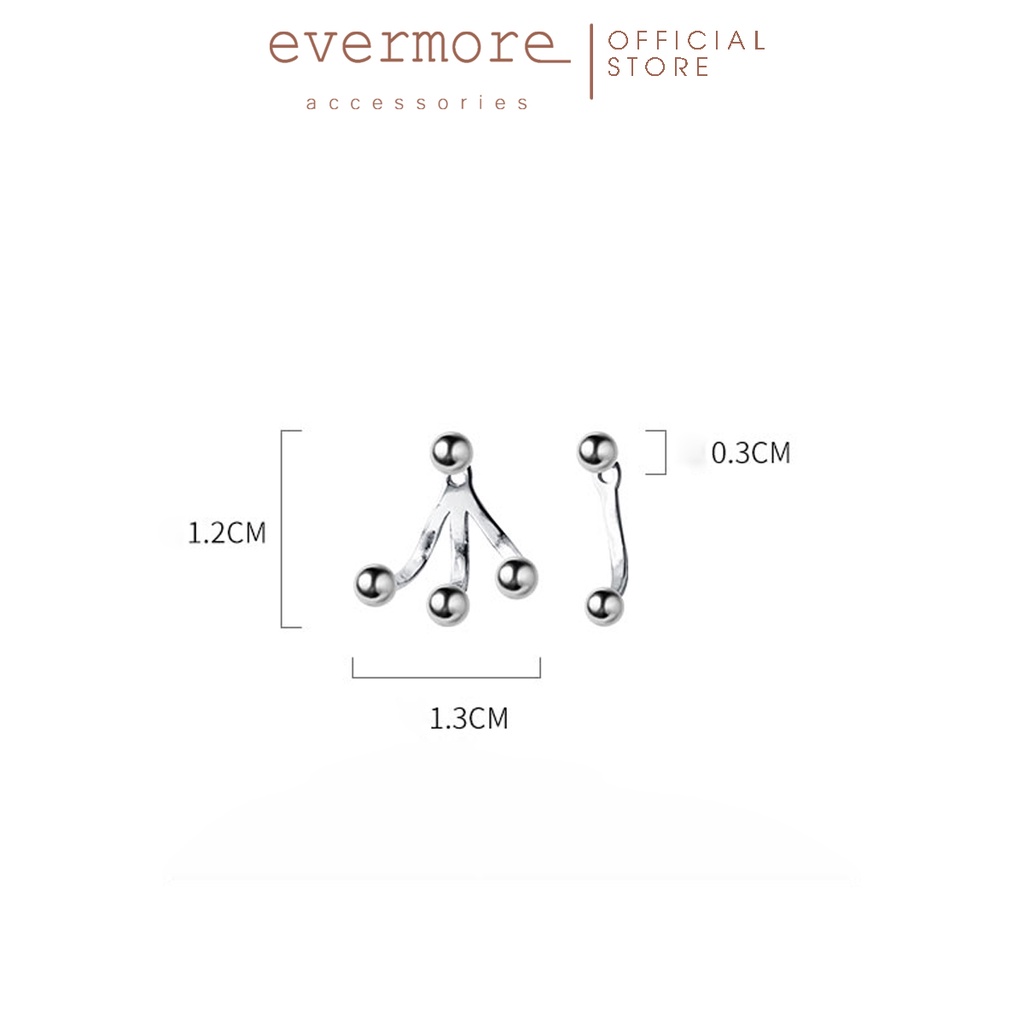 Bông tai bạc EVERMORE, khuyên tai 3 bi tròn bạc ý 925 nguyên chất, phong cách thanh lịch, minimalism - H033