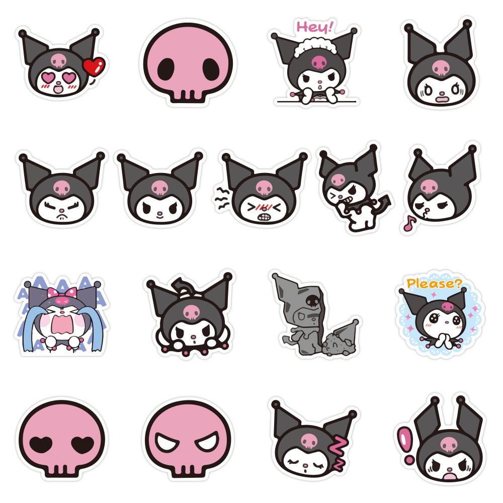 Y&P| Hình Dán Chống Nước Kuromi Phim Hoạt Hình Mũ Bảo Hiểm Máy Tính Xách Tay Hành Lý Dán Thiết Lập, 50 tờ