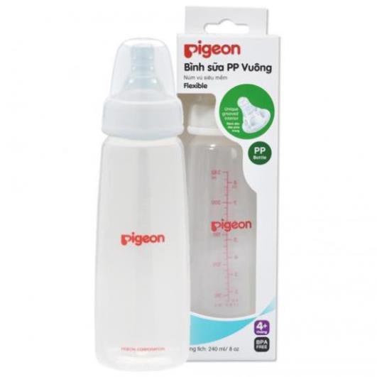 Bình sữa cổ hẹp PP vuông Pigeon 120ml/240ml