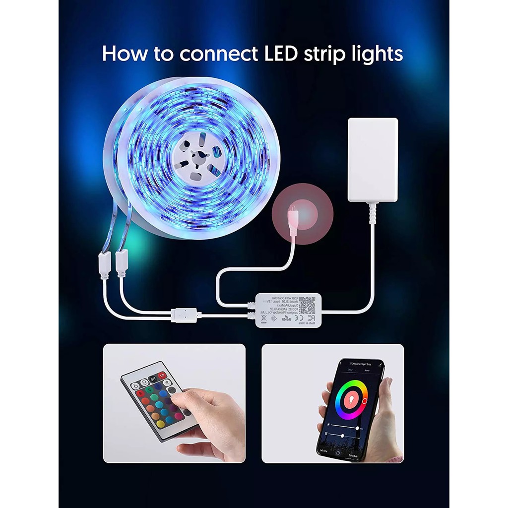 Bộ đèn LED dây RGB theo nhạc thông minh Wifi Tuya SmartLife - Hàng xuất khẩu Âu Mỹ