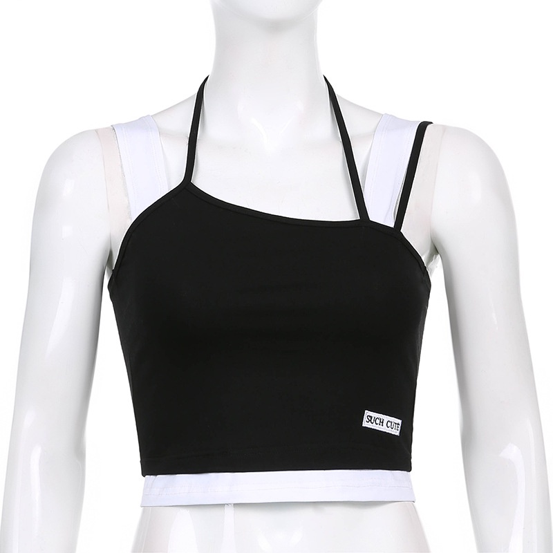 DUNEA Áo Croptop Dáng Ôm Thiết Kế Lệch Tà Quyến Rũ Cho Nữ