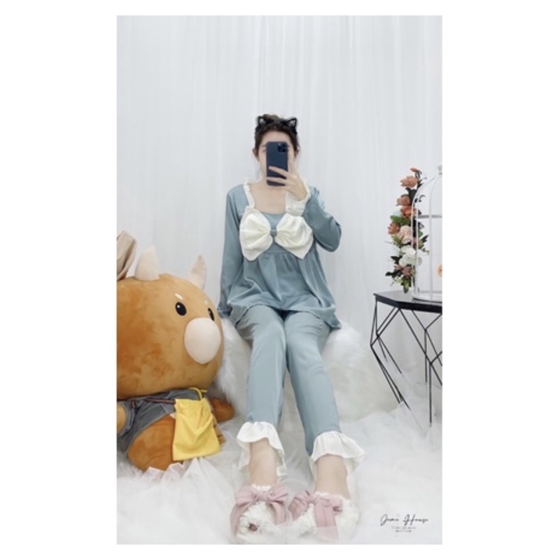 Pijama Nơ Babydoll Tay Dài Giá Rẻ