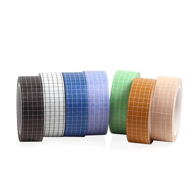 Cuộn washi tape caro cơ bản dài 10m