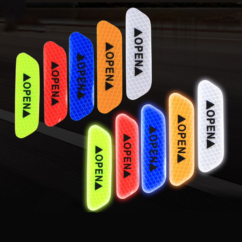Set 4 Miếng Dán Phản Quang Dùng Để Cảnh Báo An Toàn Gắn Cửa Xe Ô Tô