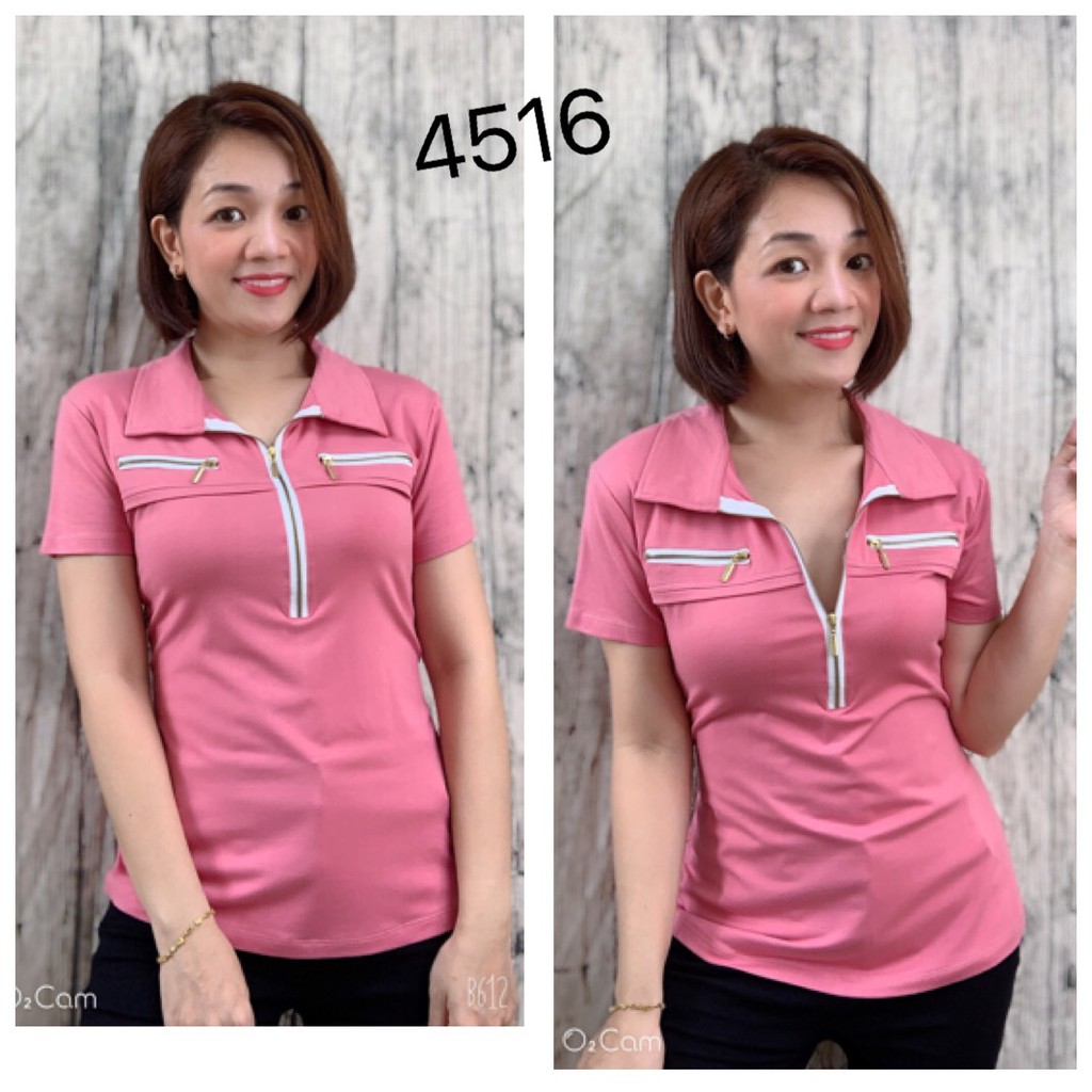 4516 Áo BIG SIZE cổ polo phối khóa kéo