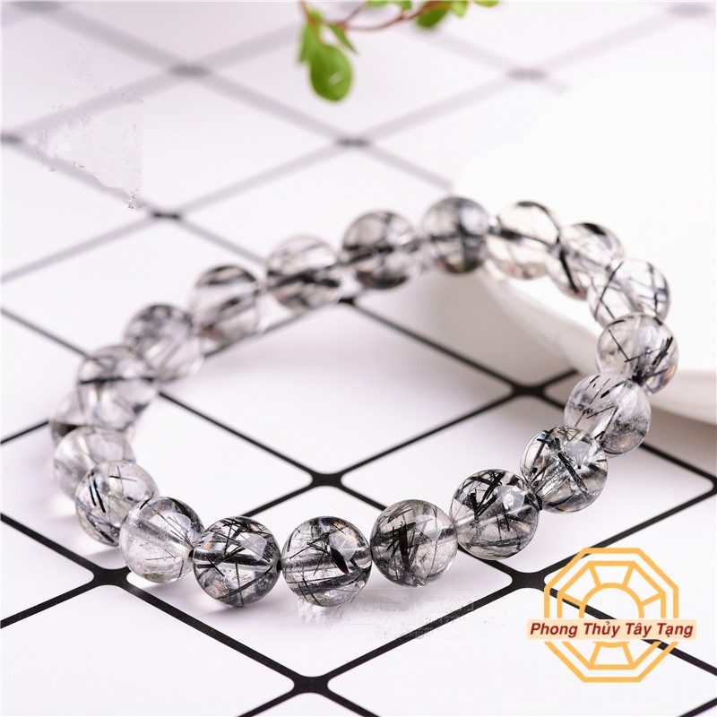 Vòng tay phong thủy Đá T Anh Tóc Đen VIP [TẶNG HỘP GỖ] - Nam Nữ mệnh Thuỷ Mộc - Phong Thủy Tây Tạng