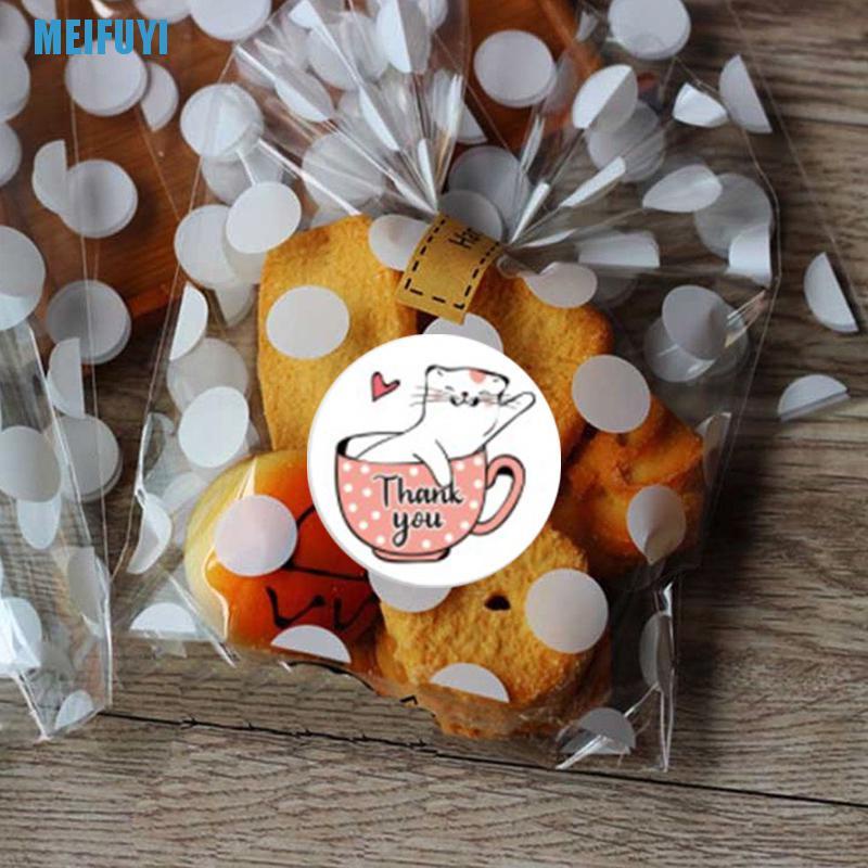 Set 500 miếng dán hình tròn in chữ Thank You độc đáo trang trí đồ thủ công