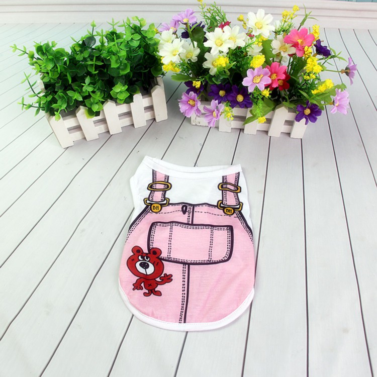 Áo mùa hè, áo ba lỗ mát hình yếm hồng, áo vest chó mèo