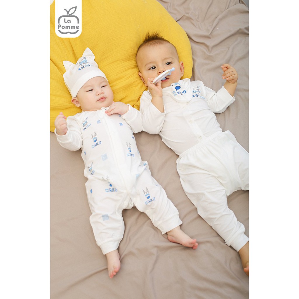 Bộ q.a sơ sinh dài tay cài lệch, cài giữa thỏ bamboo sợi tre siêu mềm mịn La Pomme SL170 SL169
