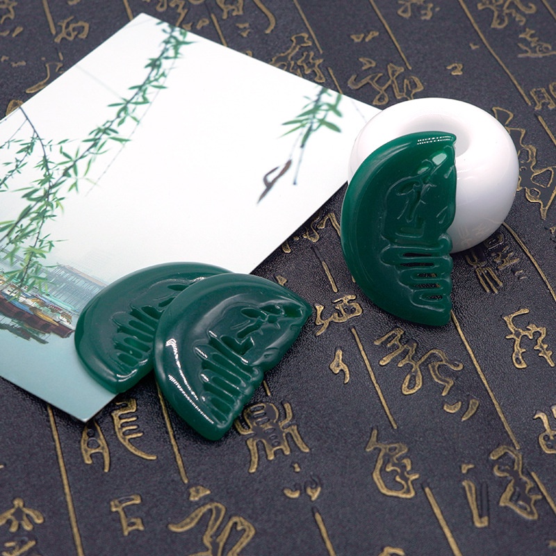 Ngọc bội resin họa tiết chiếc lược hình thỏ 29*50mm nguyên liệu làm trâm làm trang sức cổ trang việt phục