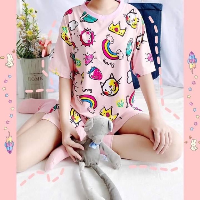 Set Thun Thái Cao Cấp Hoạ Tiết Xinh Xắn Ảnh Thật