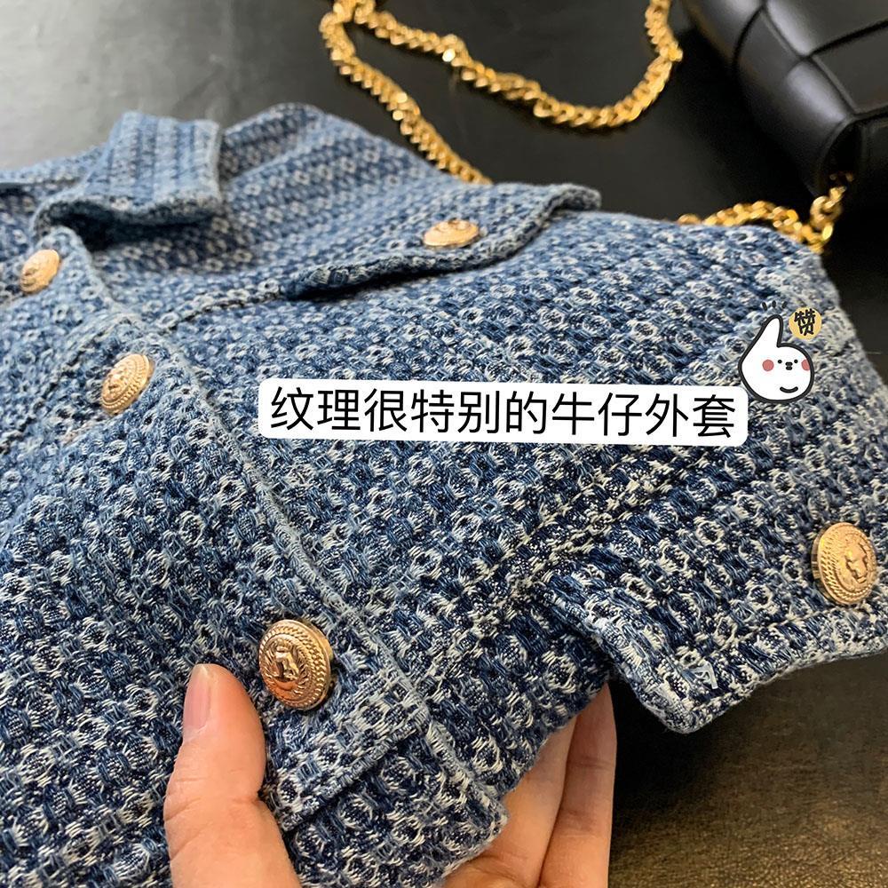 Áo Khoác Denim Dáng Rộng In Chữ Màu Sắc Tương Phản Thời Trang Mùa Thu Cho Nữ