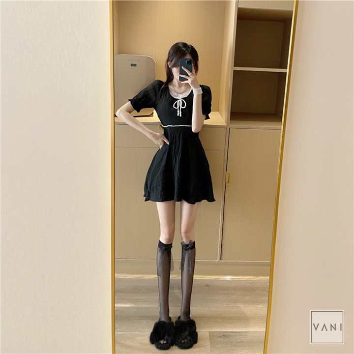 Tất Vớ Đùi Siêu Mỏng Đính Nơ Voan Phong Cách Lolita - Vani Store [TAT00124]