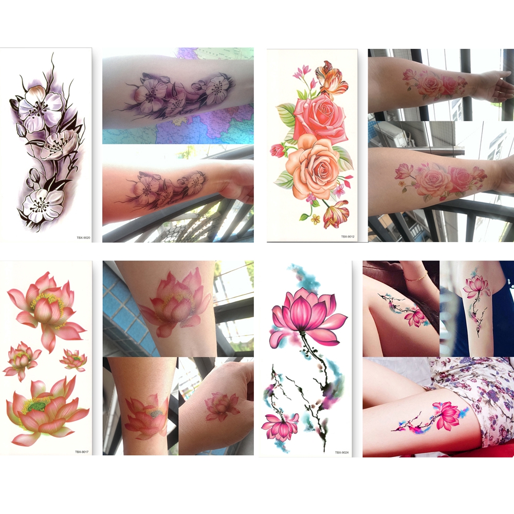Miếng dán hình xăm hình hoa 3D làm đẹp thời trang