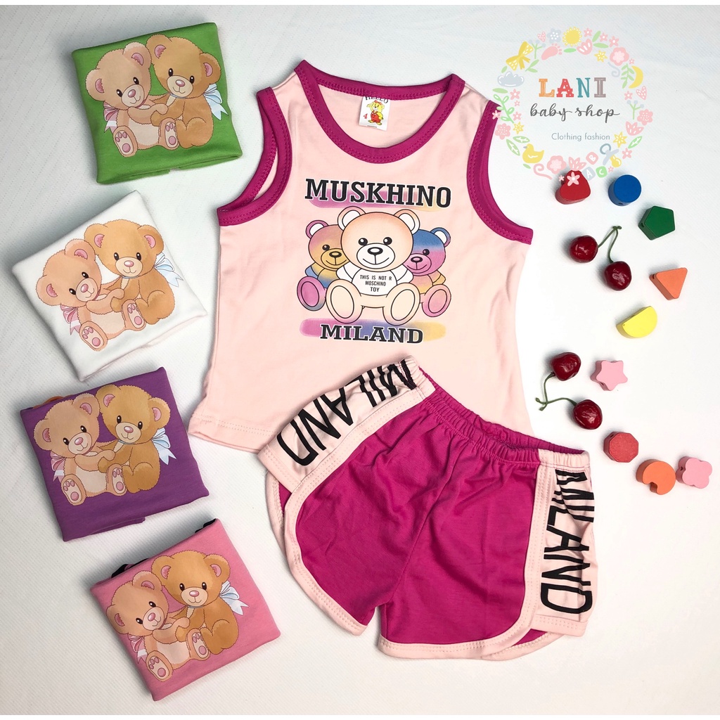 (8-22kg) Bộ ba lỗ chất cotton cực mát cho bé gái