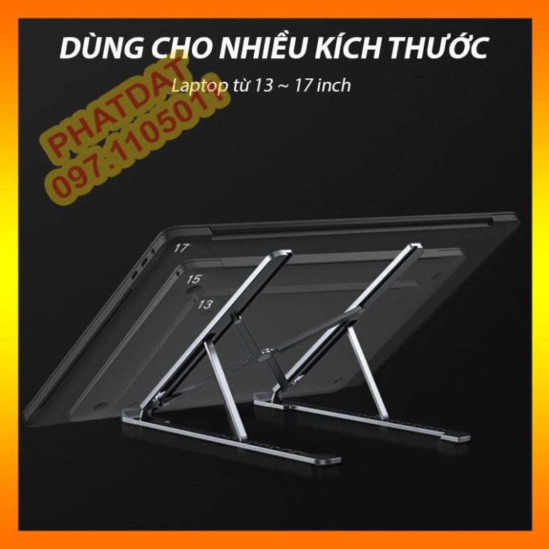 Giá Đỡ Laptop Bằng Nhôm Kim Loại, Đế Tản Nhiệt Laptop Macbook, Dùng Cho Máy Từ 11~17 inch, 8 Độ Cao Điều Chỉnh