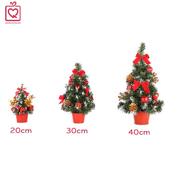 Cây thông giáng sinh mini để bàn trang trí Noel kèm phụ kiện 20-40cm